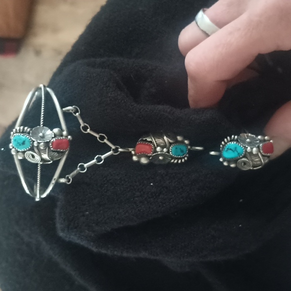 Native squash blossom ring and bracelet is